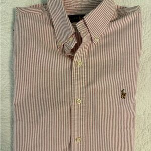 Ralph Lauren Men's Pink Striped Button Down Shirt